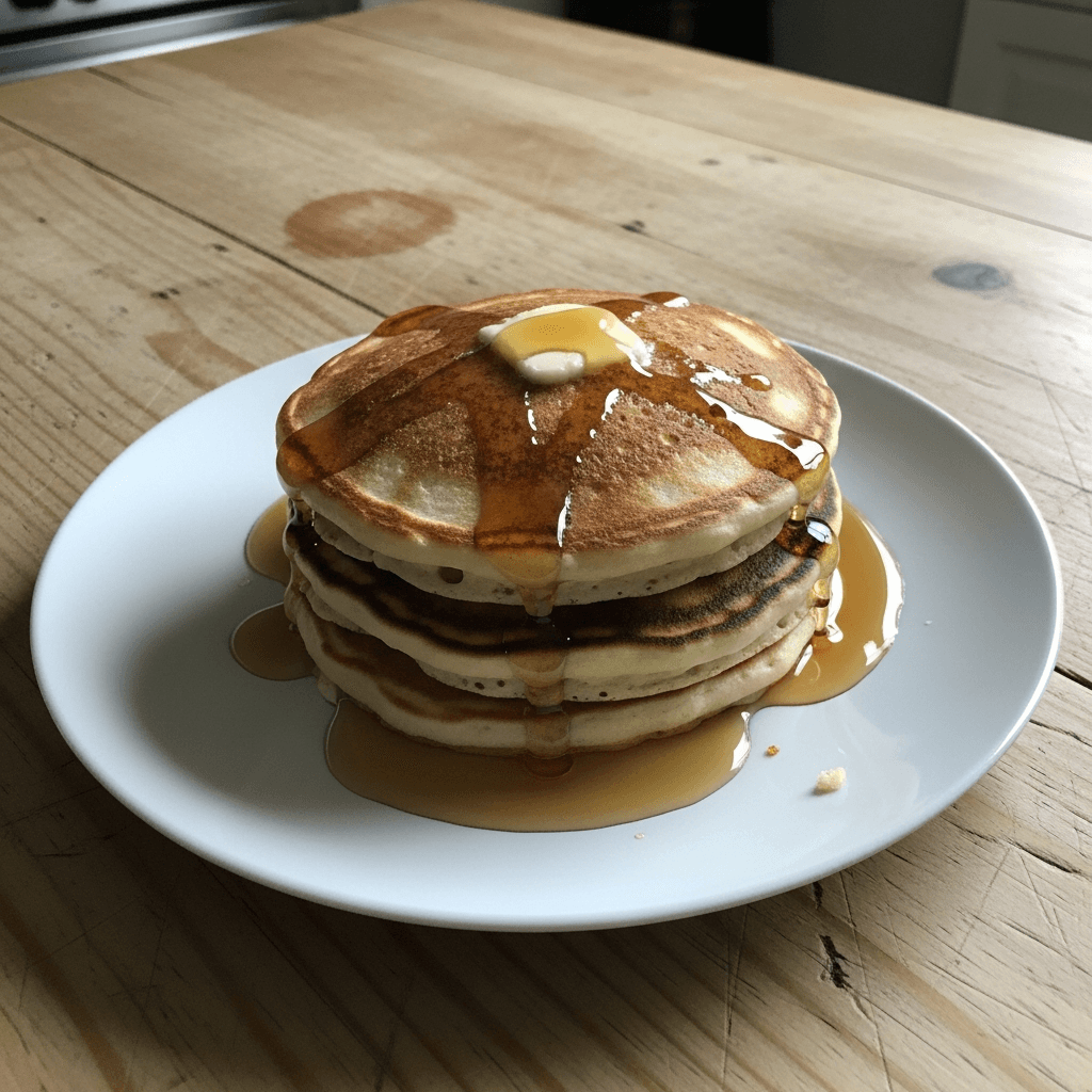 Fluffy Buttermilk Pancakes with Maple Syrup