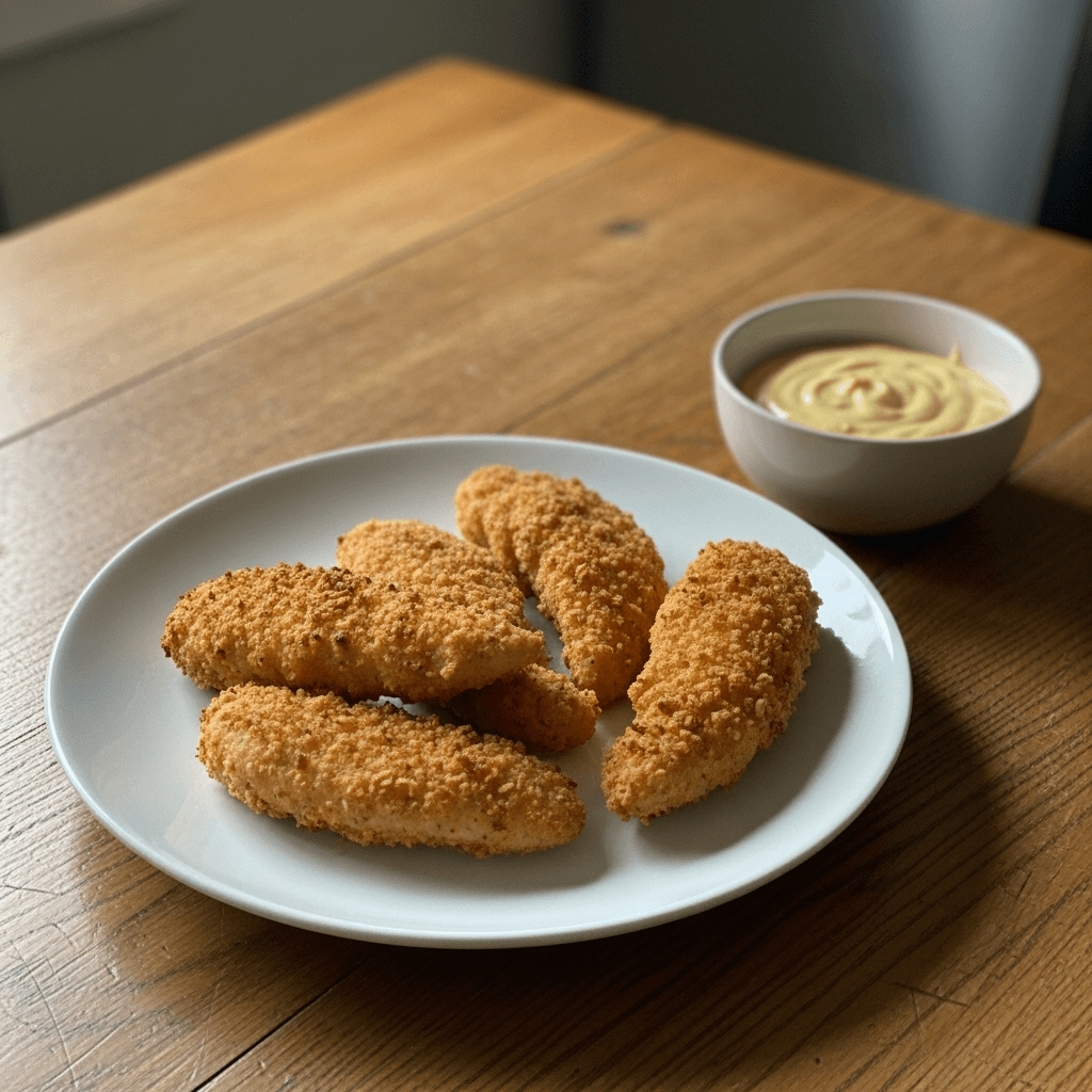 Crispy Baked Chicken Tenders with Honey Mustard Dip