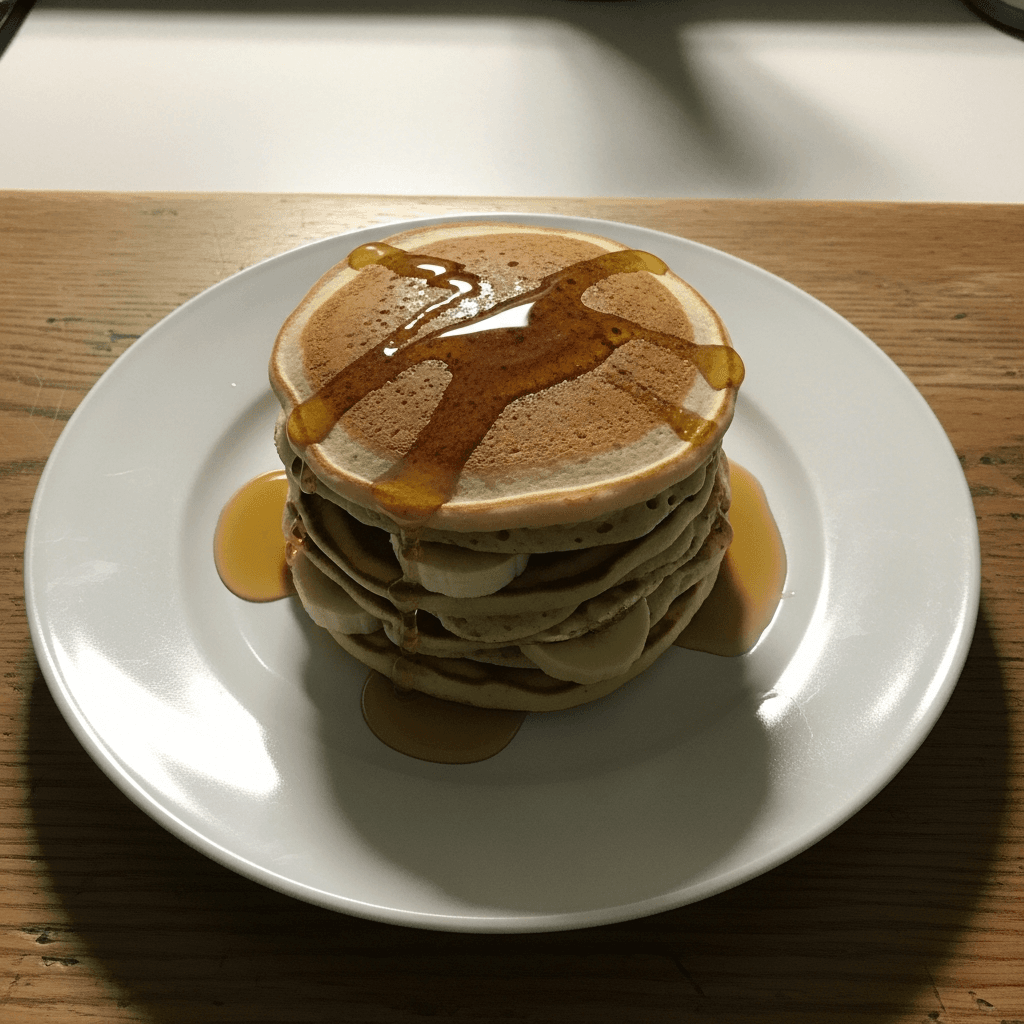 Nana Beth's Fluffy Banana Pancakes with Maple Syrup